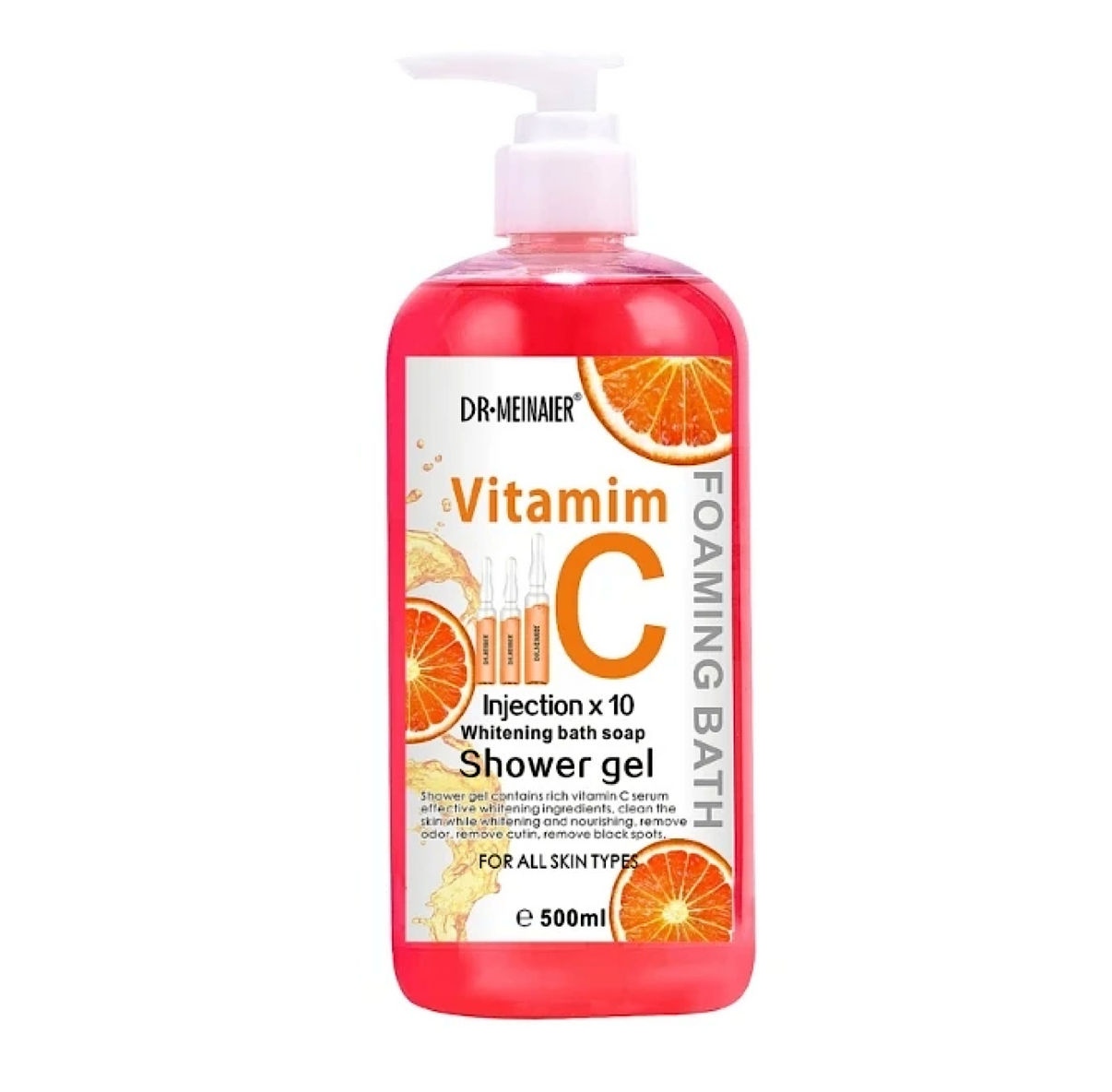 VITAMINA C INJEÇÃO X10 SABONETE CLAREADOR E GEL DE BANHO 500ML