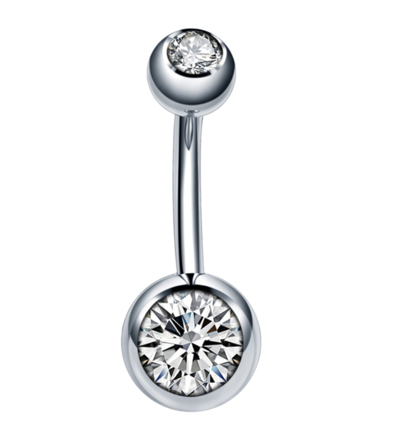 Piercing umbigo titanio gota pedra em cima e baixo