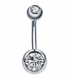 Piercing umbigo titanio gota pedra em cima e baixo