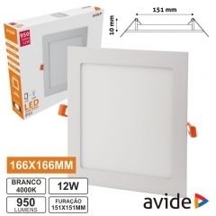 Painel led quadrado 12W 4000K branco natural Avide