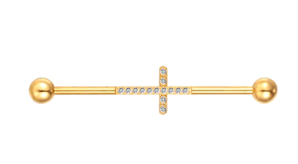 Piercing transversal barra gold Cruz 