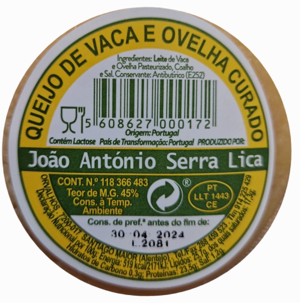 QUEIJO MISTURA CURADO J. ANT. SERRA LICA (QERQUEIJO) PEQ 