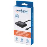 ADAPT USB-C PARA RJ45 Gigabit + PORTA 60 W (20V/3A) MANHATTAN