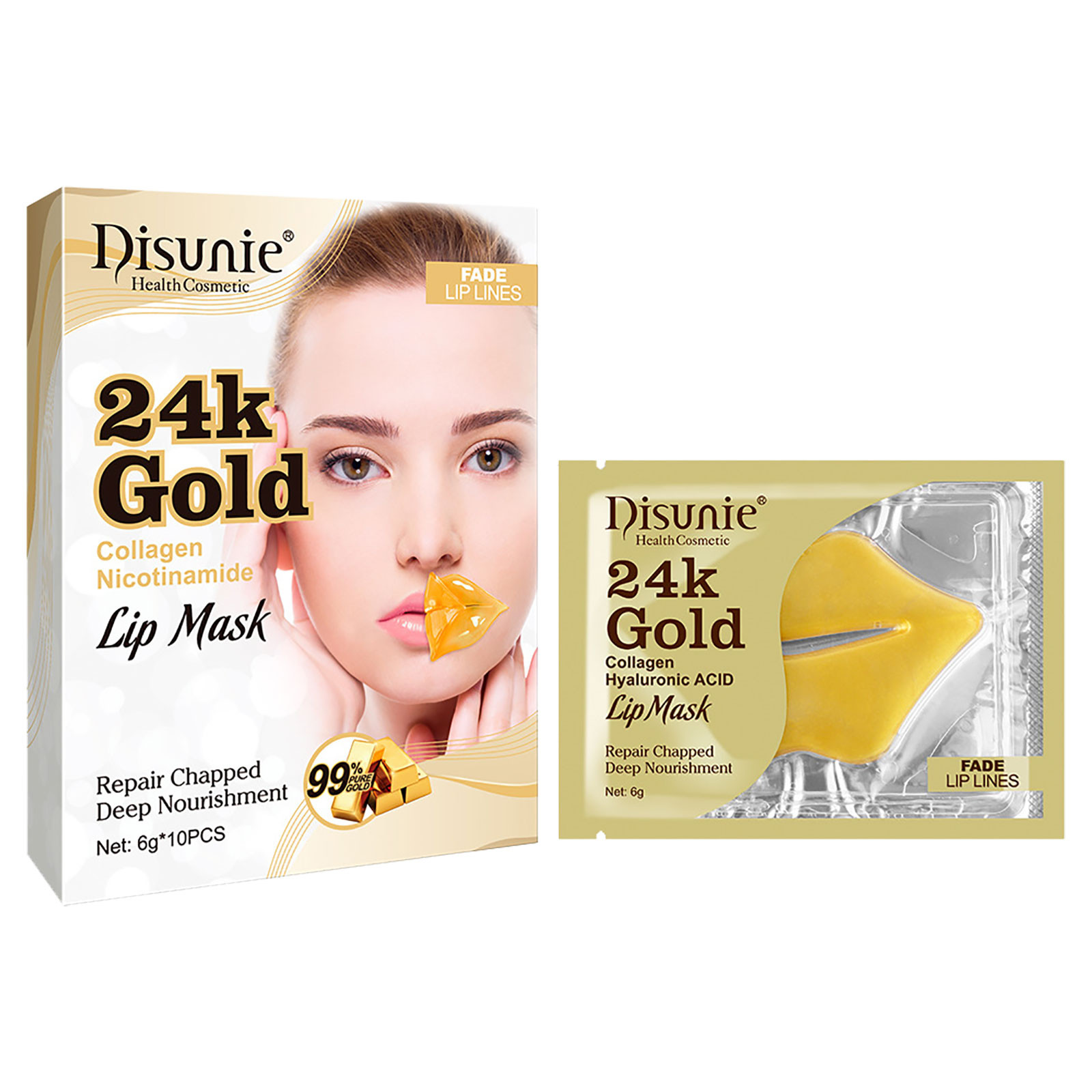 MÁscara Labial De ColÁgeno Ouro 24k E Nicotinamide 10pcs Lanur Beauty 2788