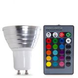Lampada led GU10 RGB 3W c/ controle remoto