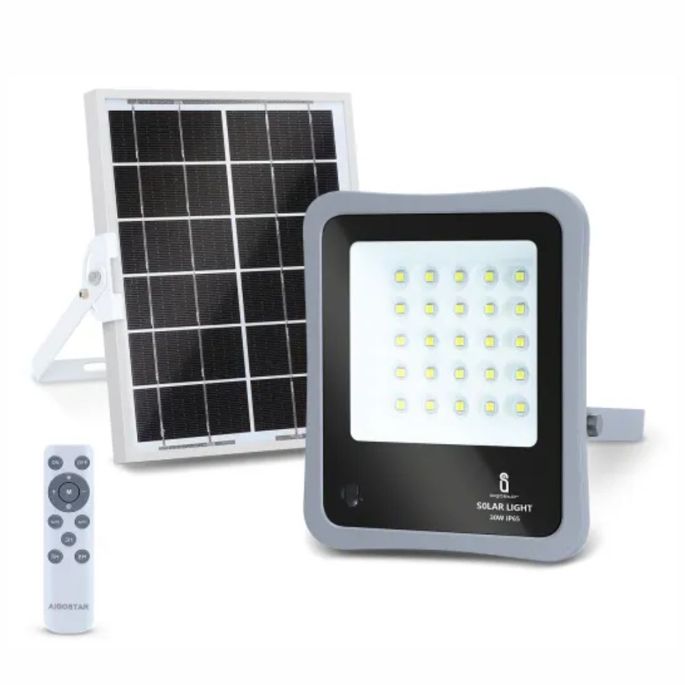 Projetor led c/painel solar 30W 6500K branco frio