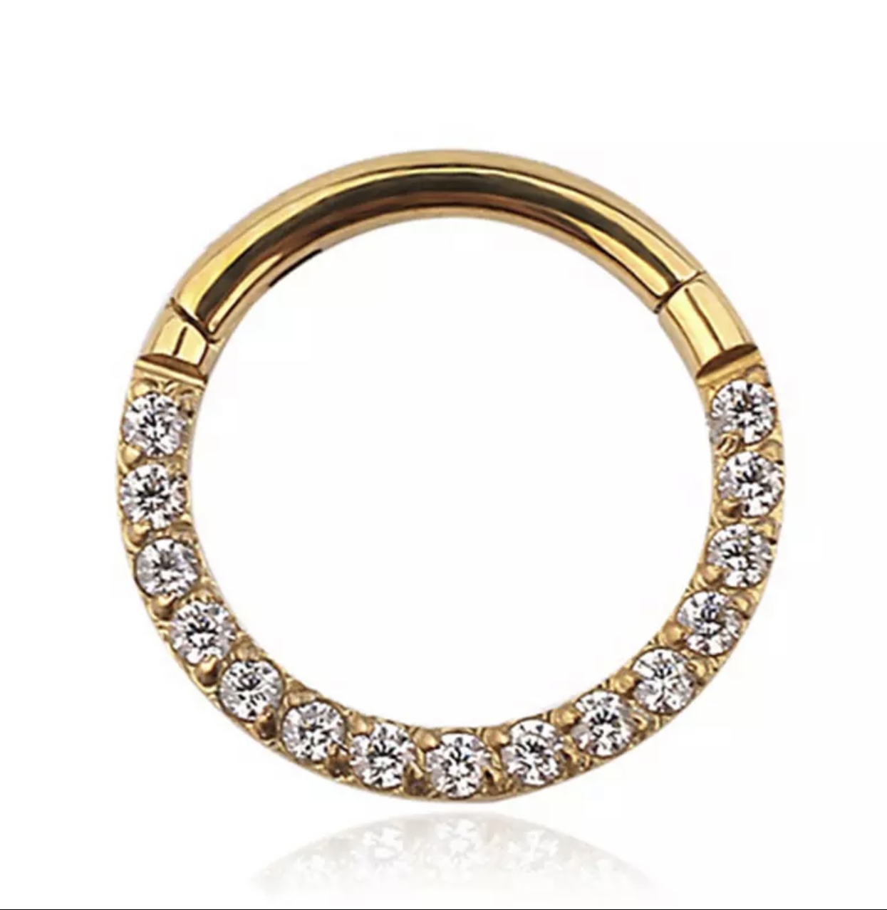 Argola cravejada na lateral 6mm - Gold 