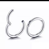 Argola Lisa Prata 7mm Segmentada Titânio 