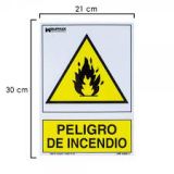 PLACA PERIGO INCENDIO 30X21