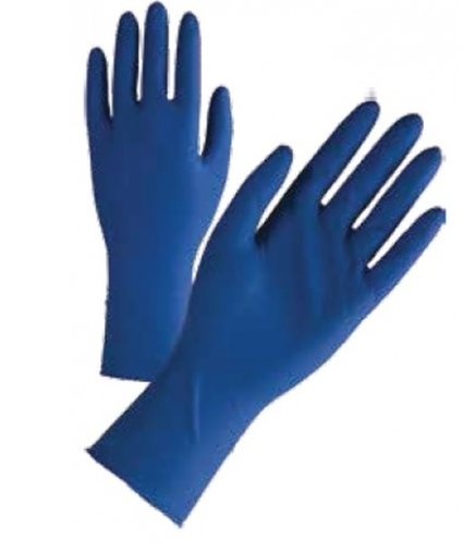 CAIXA 50UN. LUVA LATEX GROSSA AZUL T.L