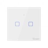 Interruptor (2 Gang) T2 Smart WiFi+RF touch em vidro de encastrar - Sonoff T2EU2C-TX