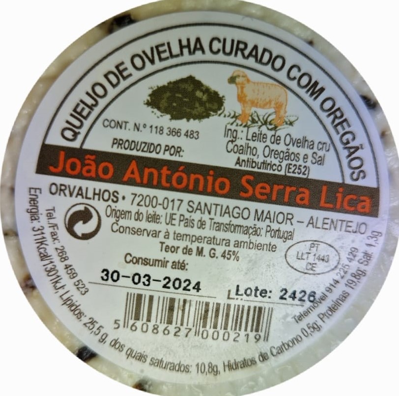 QUEIJO OVELHA CURADO C/OREGÃOS "J.ANT. SERRA LICA"