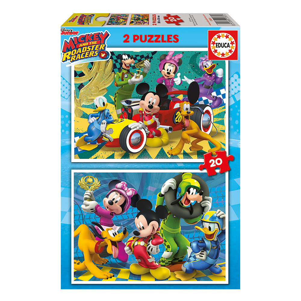 2x Puzzle 20 Mickey & Racers 