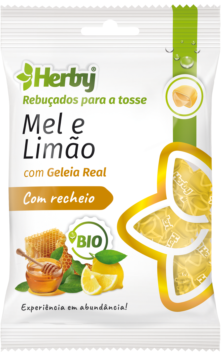 Herby Rebuçados Bio C/Recheio Mel e Limão 60gr
