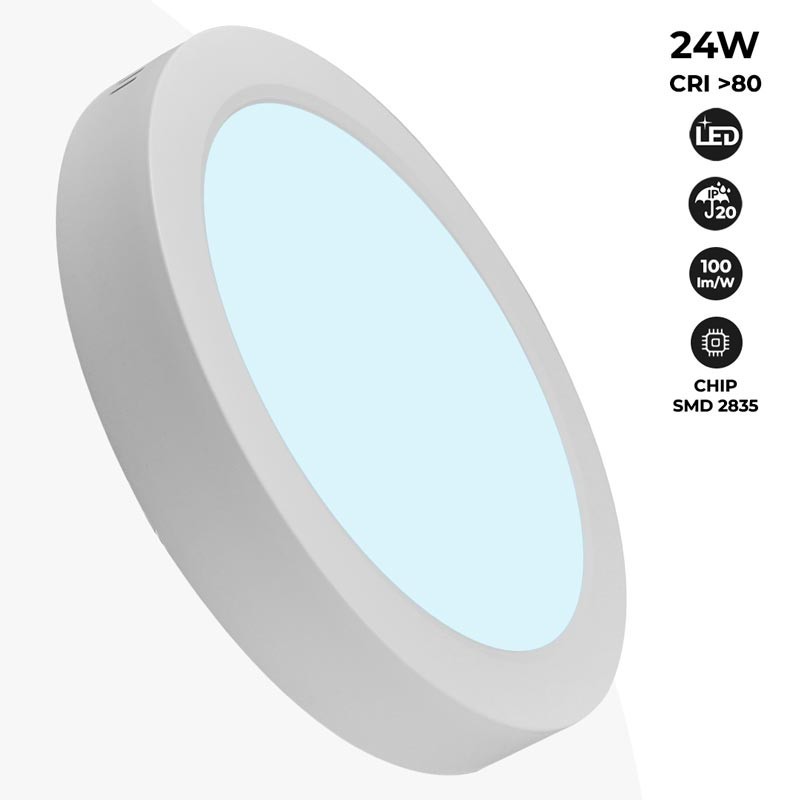 Painel led superfície circular 24W branco frio