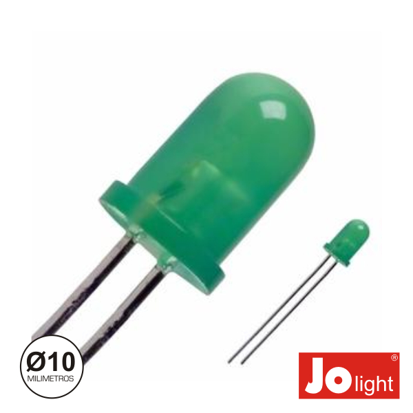 Led difuso de alto brilho 3.2VDC Ø10mm verde