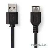 Cabo USB-A 2.0 macho / USB-A femea 2M