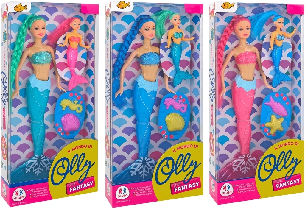 Boneca manequim sereia 2 pcs c/ acessórios