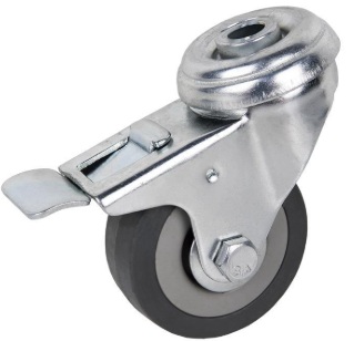 Rodizio Bor.Cinzento 230/BsT 100x24mm Gir.C/Travão F.1