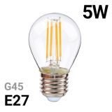 Lampada de filamento led esférica E27 G45 5W 3000K