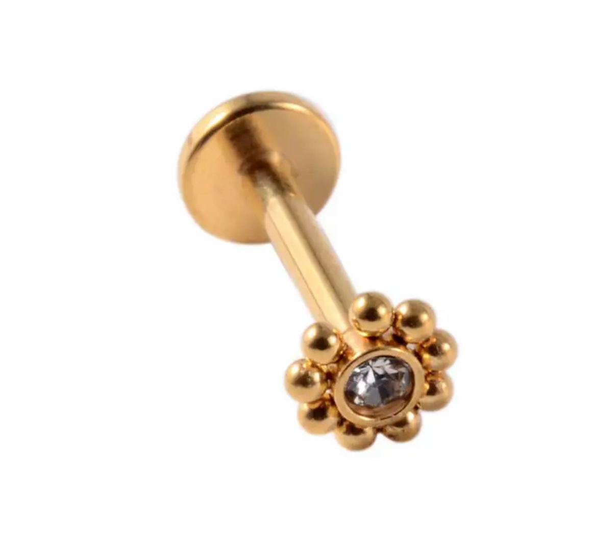 Piercing Flor esferas Gold