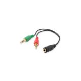 CABO ADAPTADOR AÚDIO, 1x 3.5 mm AUX 4- PIN F - 2x 3.5 mm AUX