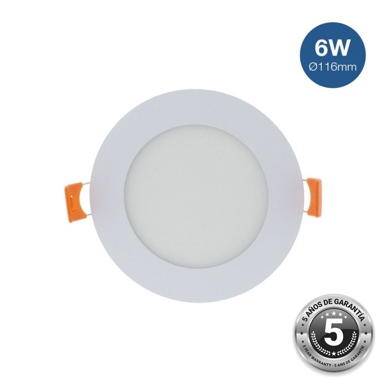 Painel led encastrável circular 6W 3000K branco quente