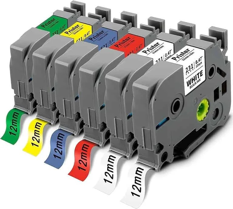 FITA TAPE DE IMPRESSÃO 12MMX8M COMPATÍVEL C/ E1000/P3100, & BROTHERS P-TOUCH TZE-231 TZE-631