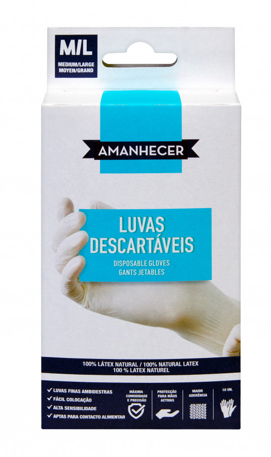 Luvas Descartáveis Latex Amanhecer Média / Grande 10 Un