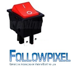 Interruptor bascultante C/luz 15A-250V SPST ON-OFF vermelho