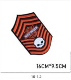 PATCH TIPO MILITAR LARARNJA E PRETO HD E SKULL 16 x 9.5