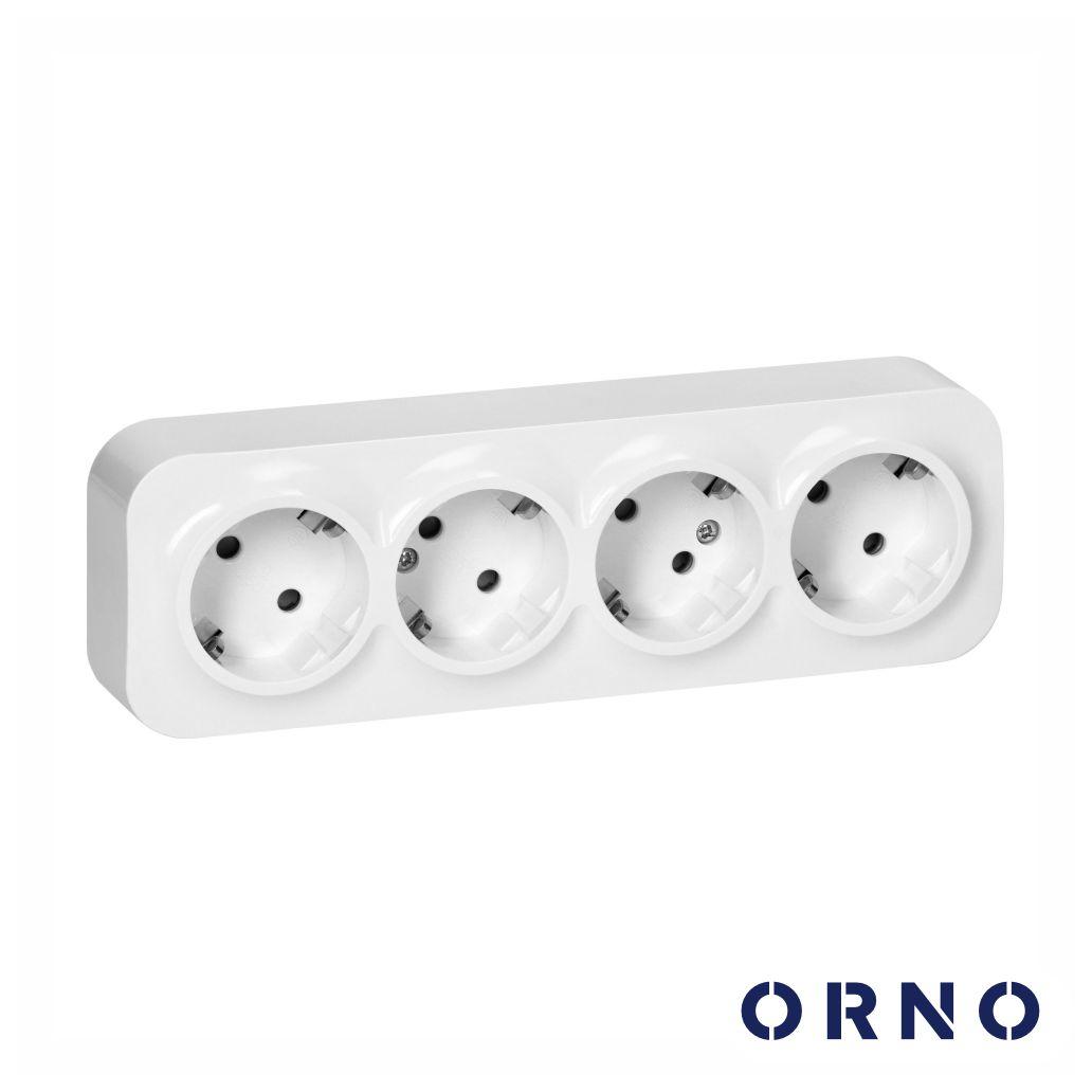 Tomada saliente 4 x schuko 16A branca