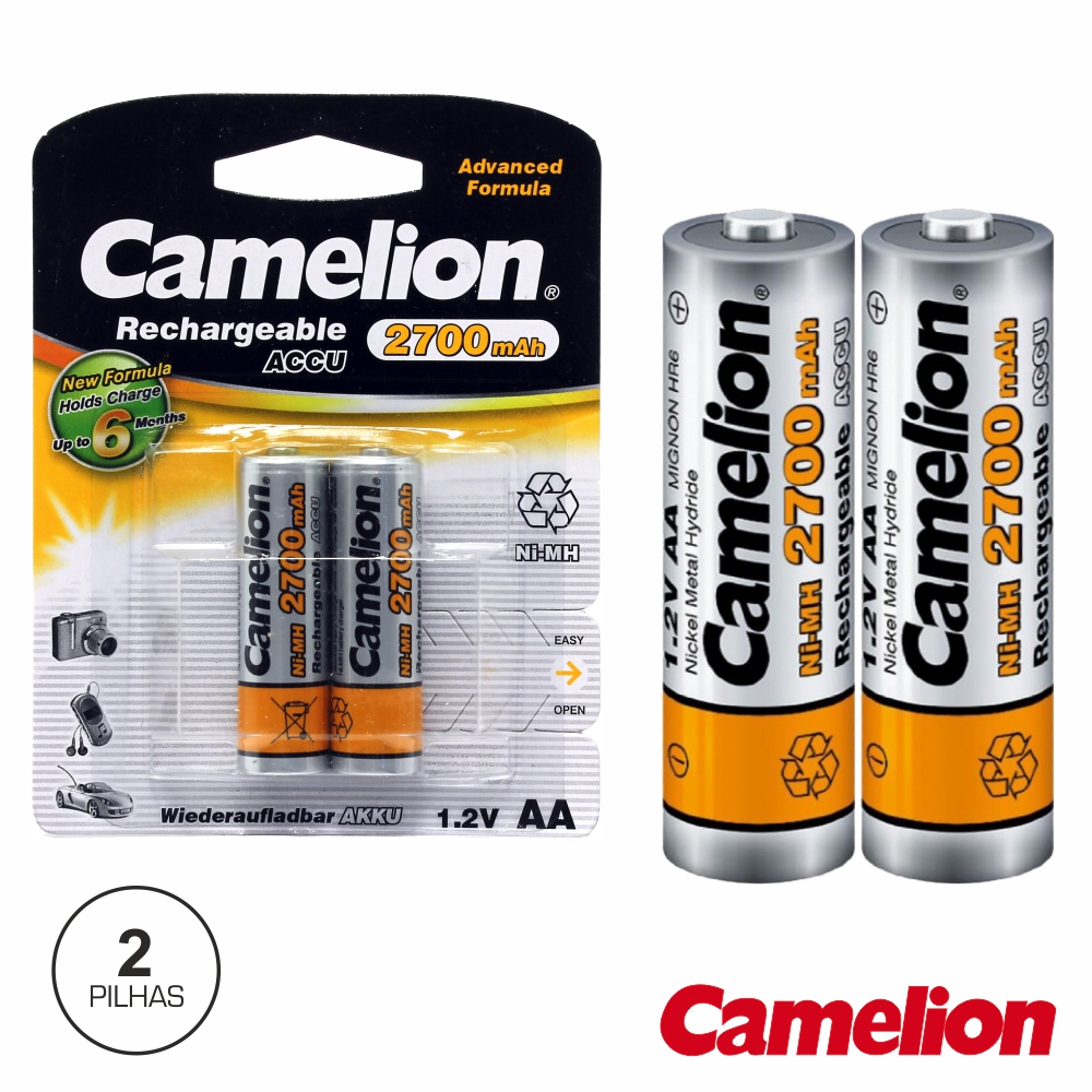 Pilha Ni-Mh AA 1.2V 2700ma 2x Blister CAMELION