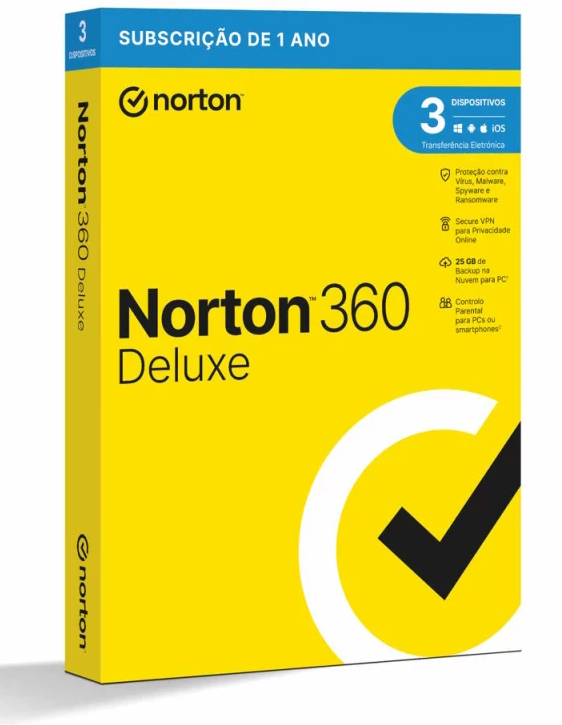 ANTIVIRUS NORTON 360 DELUXE 2023 - 1 UTILIZADOR / 3 DISPOSITIVOS / 1 ANO