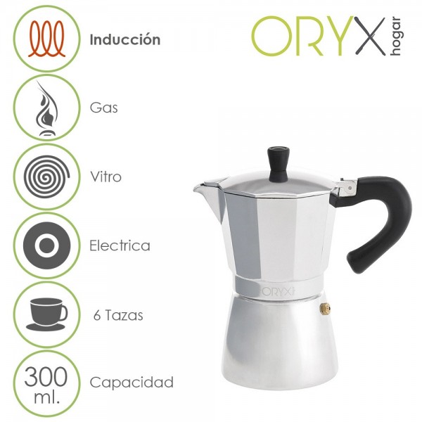 CAFETEIRA ALUMINIO INDUÇAO 6 TAÇAS 300ML ORYX