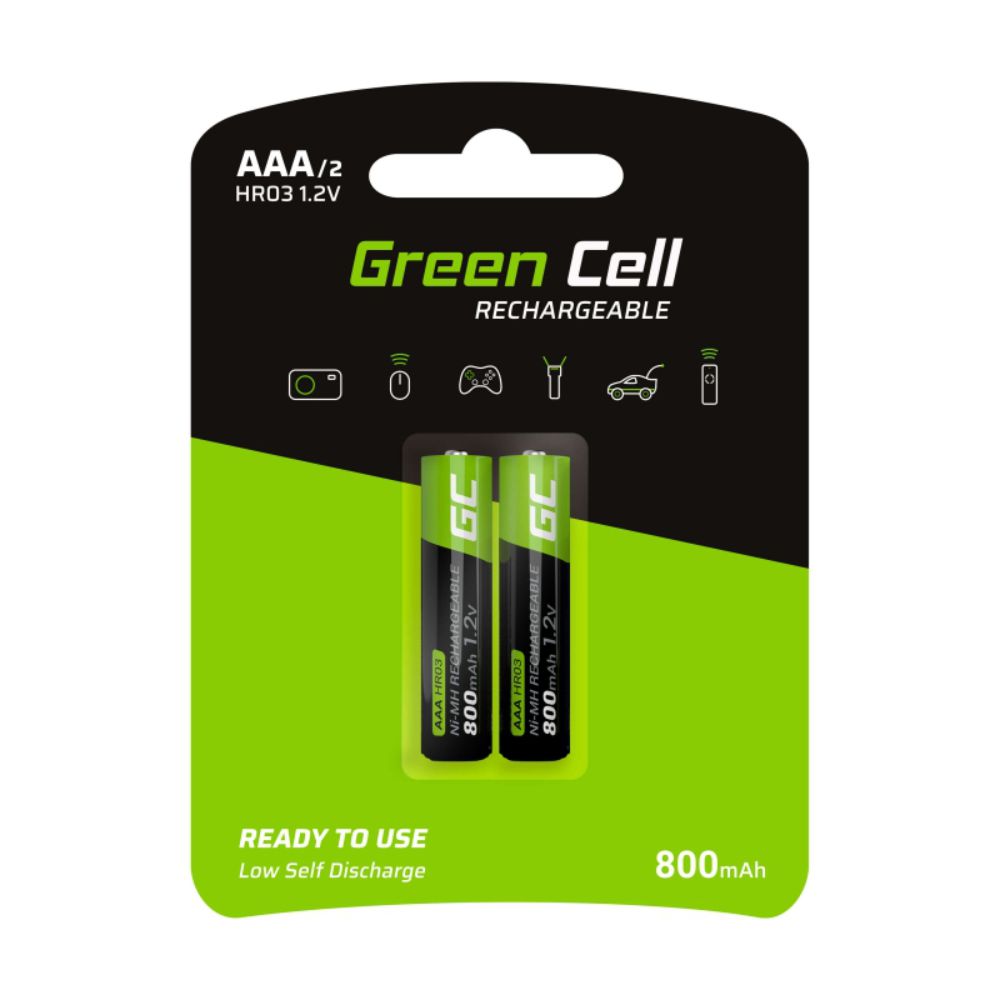 Pilha recarregavrl 2XAAA 1.2V 800MA GREEN CELL