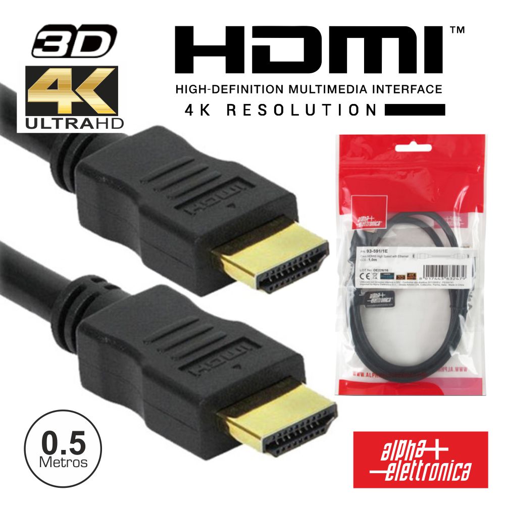 Cabo HDMI dourado 50cm macho/macho 2.0 4K
