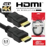 Cabo HDMI dourado 50cm macho/macho 2.0 4K