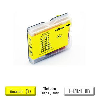 Tinteiro compatível jato tinta - cor amarelo - para Brother LC970Y/LC1000Y - 10ml