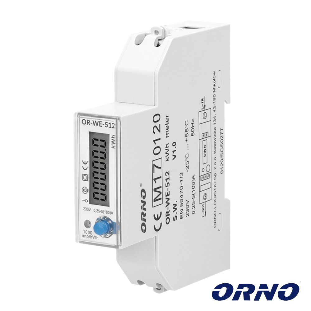 Contador de energia 230V/100A 1 modulo p/calha din ORNO