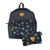 MOCHILA MISS LENONADE DENIM STARS + PORTA LAPIS