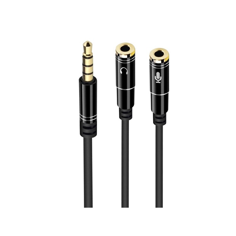 CABO ADAPTADOR AÚDIO, 1x 3.5 mm AUX 4-pin M - 2x 3.5 mm