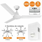 Ventoinha de teto 60W 230V c/controlador 5 níveis velocidade