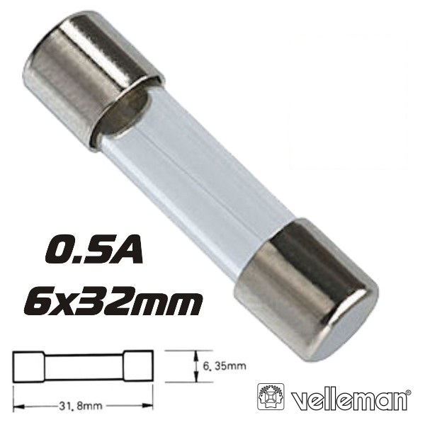 Fusivel de vidro rápido Ø5x20mm 0.500A 250VAC