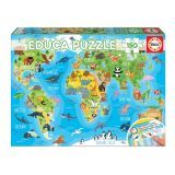 Mapa Mundo Animais - Educa Puzzle 150