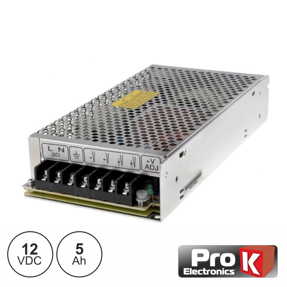 Fonte de alimentação industrial 12V 60W 5A PROK