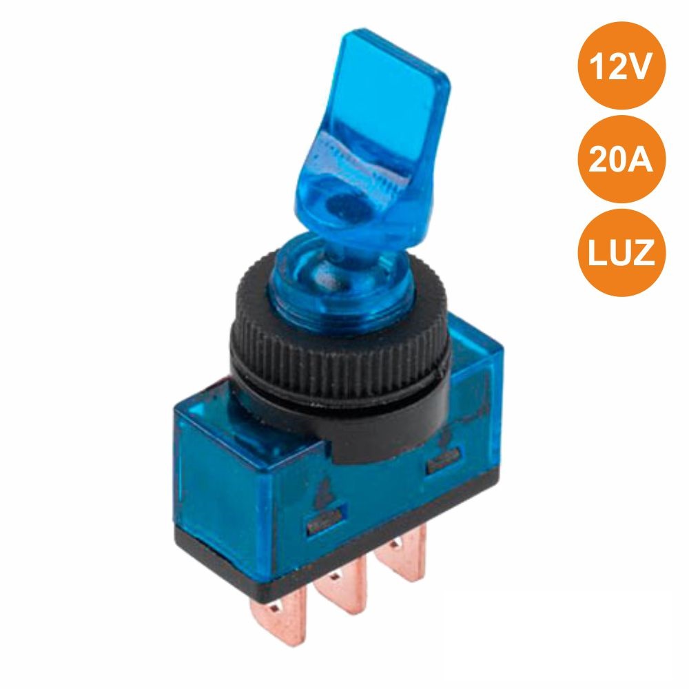 Interruptor alavanca ON-OFF 20A/12V luminoso azul PROK