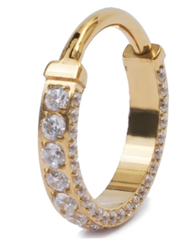 Argola cravejada dos 3 lados Gold 