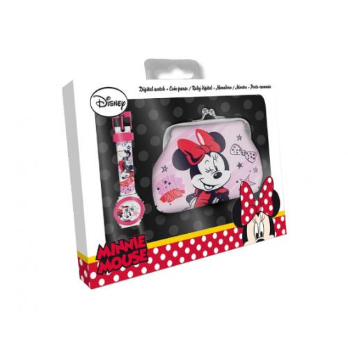 Relógio digital e porta moedas da Minnie