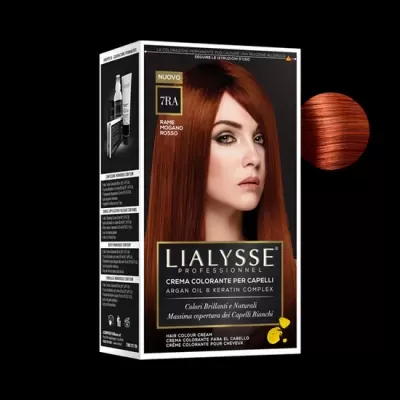 Creme Colorante para Cabelo 7RA Cobre Mogno Vermelho Lialysse